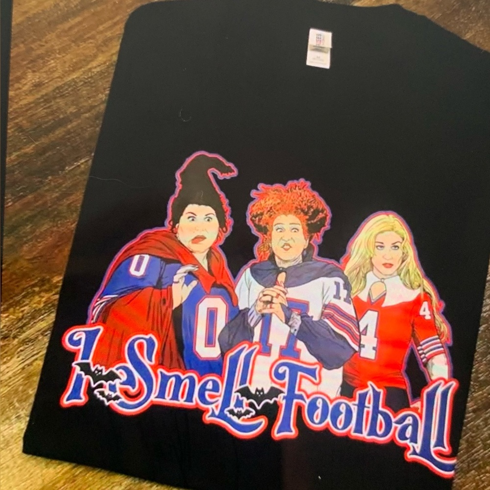 Black 'I Smell Football' Graphic Tshirt Bills- Novelty Home Games Shirt XS-3X